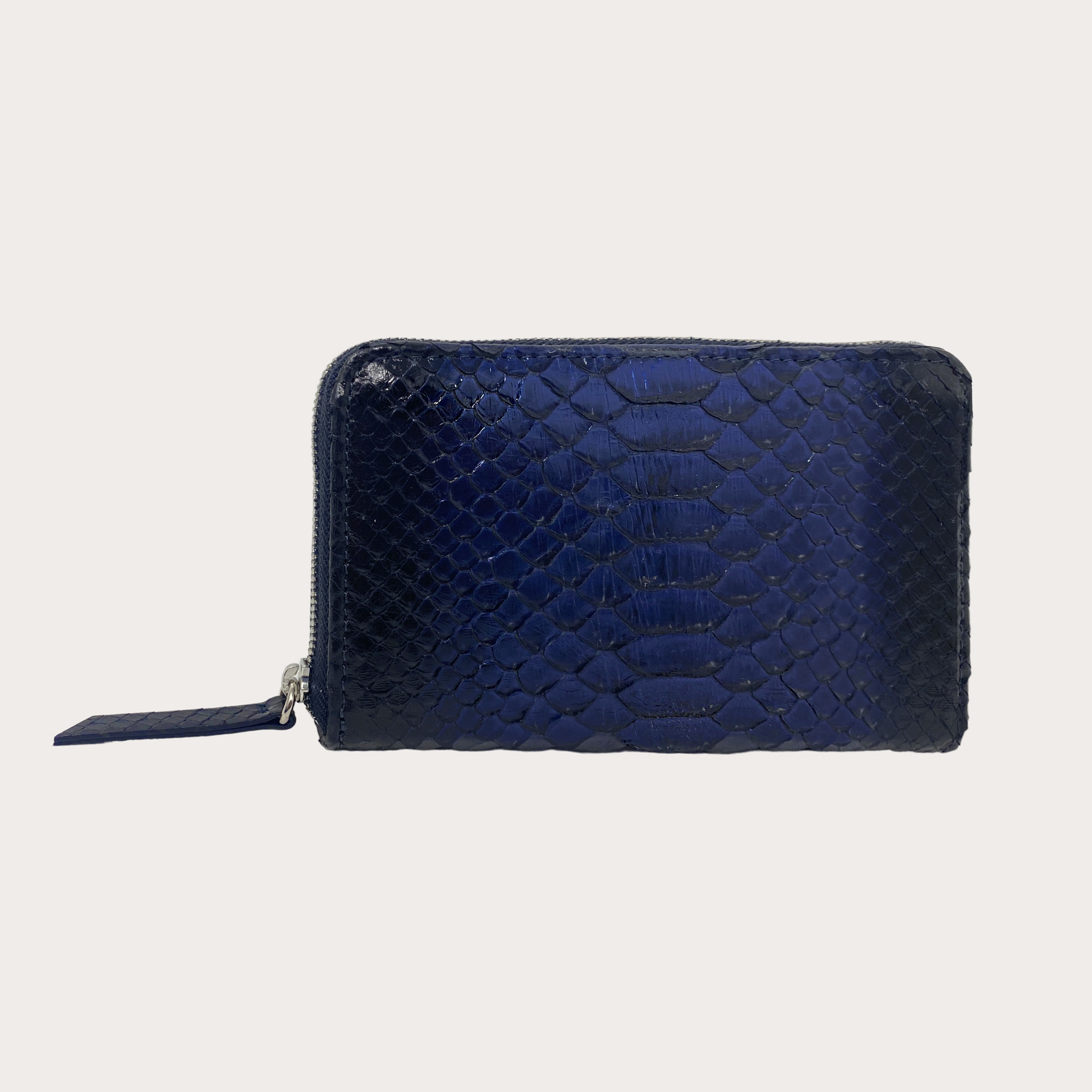 BRUCLE Portefeuille compact pour femme en python, bleu dégradé noir
