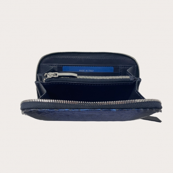 BRUCLE Cartera compacta de mujer en piel de pitón, negro degradado azul