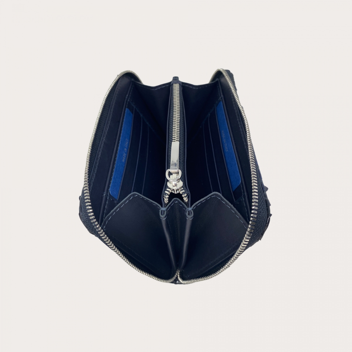 BRUCLE Cartera compacta de mujer en piel de pitón, negro degradado azul