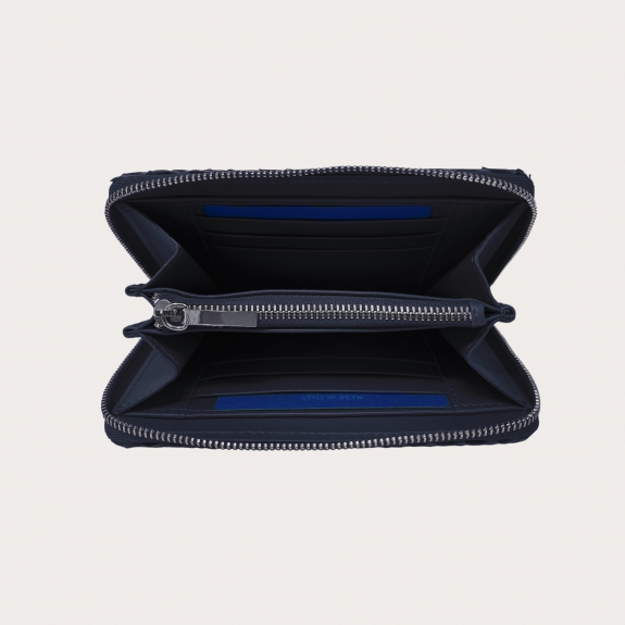 BRUCLE Portefeuille compact pour femme en python, bleu dégradé noir