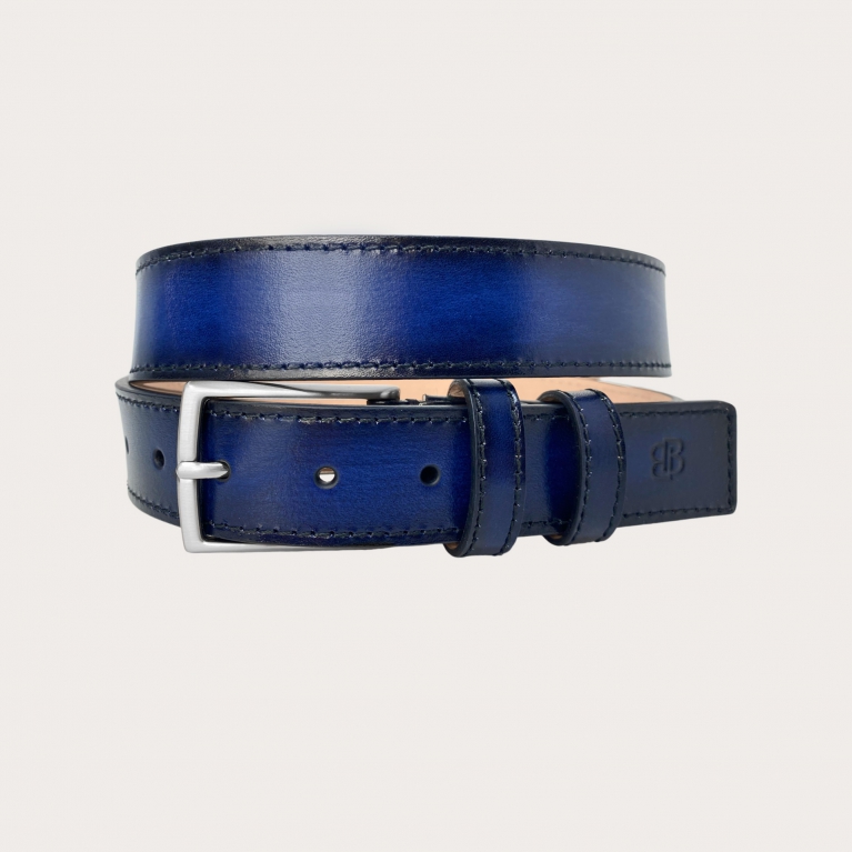 Cinturón elegante azul de piel pulida a mano