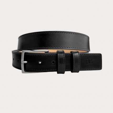 Genuine handbuffered leather belt, black