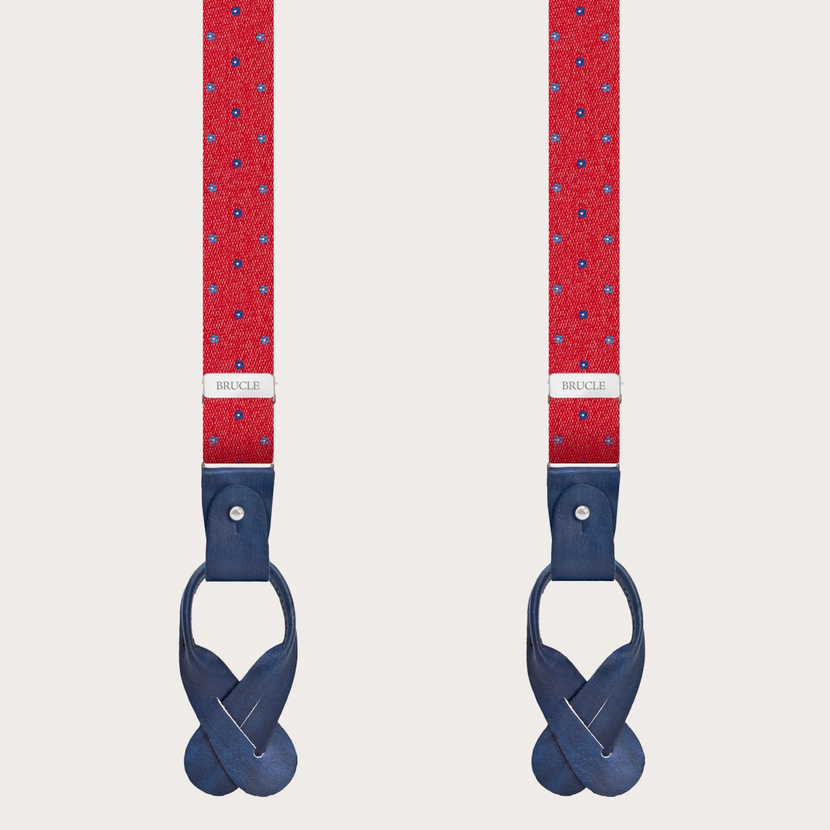 BRUCLE Zweiteilige Seiden-Hosenträger, rotes Blumenmuster