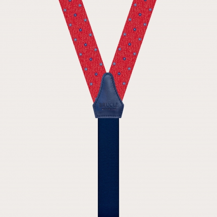 Zweiteilige Seiden-Hosenträger, rotes Blumenmuster