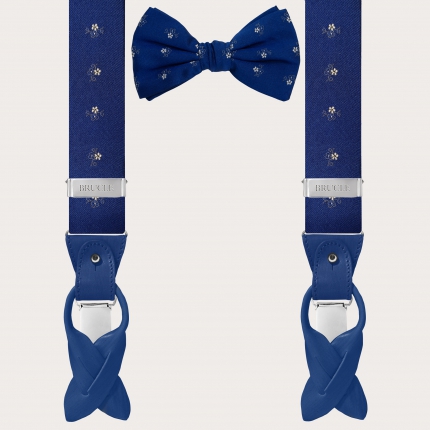 Conjunto de tirantes y pajarita a juego en seda azul royal