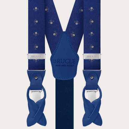 Royal blue silk suspenders and bow tie set