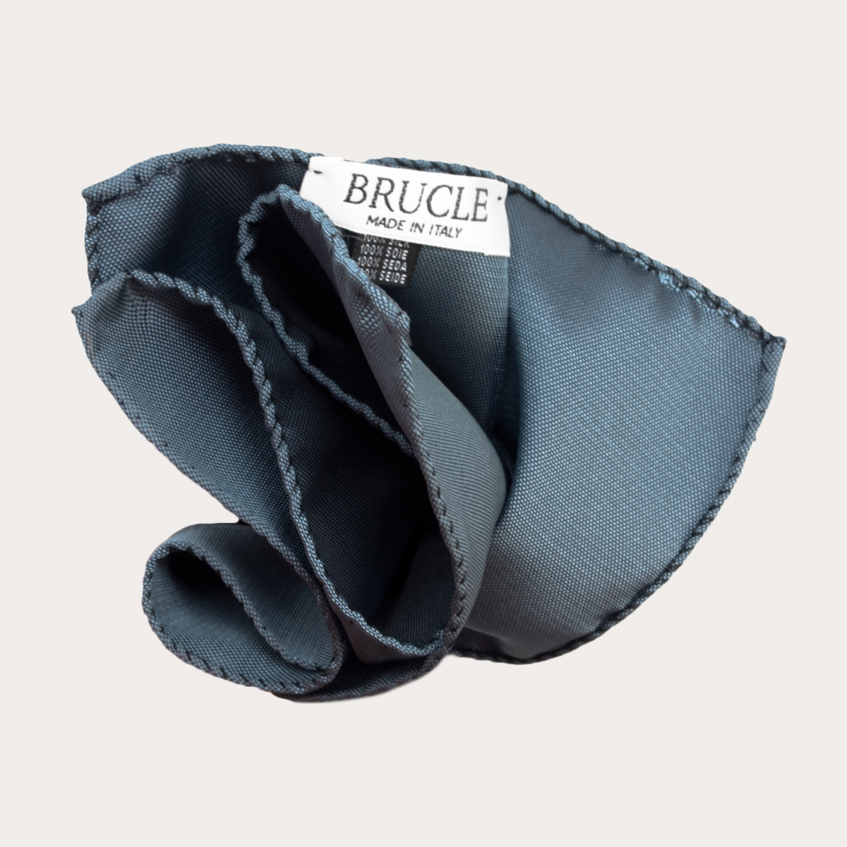 BRUCLE Elegante Dünne Hosenträger, Fliege und Pochette aus dusty blue Seide