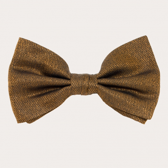 BRUCLE Complete ceremony set in iridescent golden silk, suspenders, bow tie and pocket square