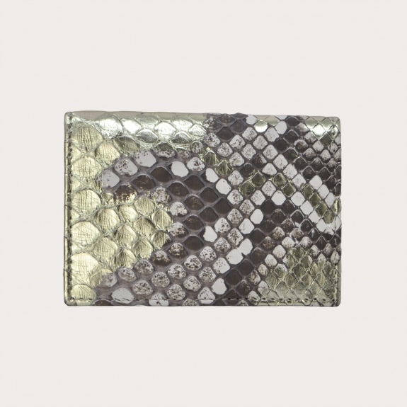 BRUCLE Porta carte di credito in pitone, color platino