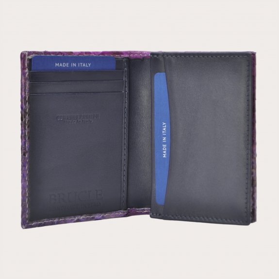 BRUCLE Credit card holder in python leather, shades of fuchsia and lilac