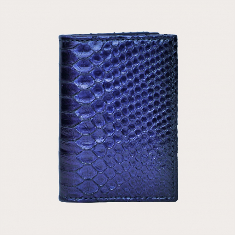 Credit card holder in python leather, black shaded blue