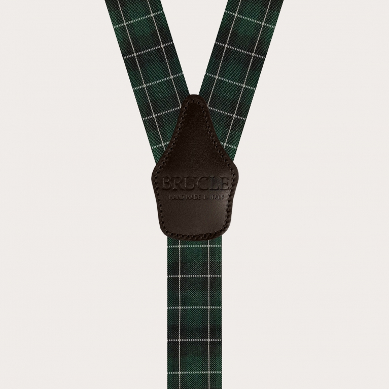 Bretelle elastiche con motivo tartan verde