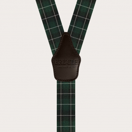Elastische Hosenträger mit grünem Schottenmuster