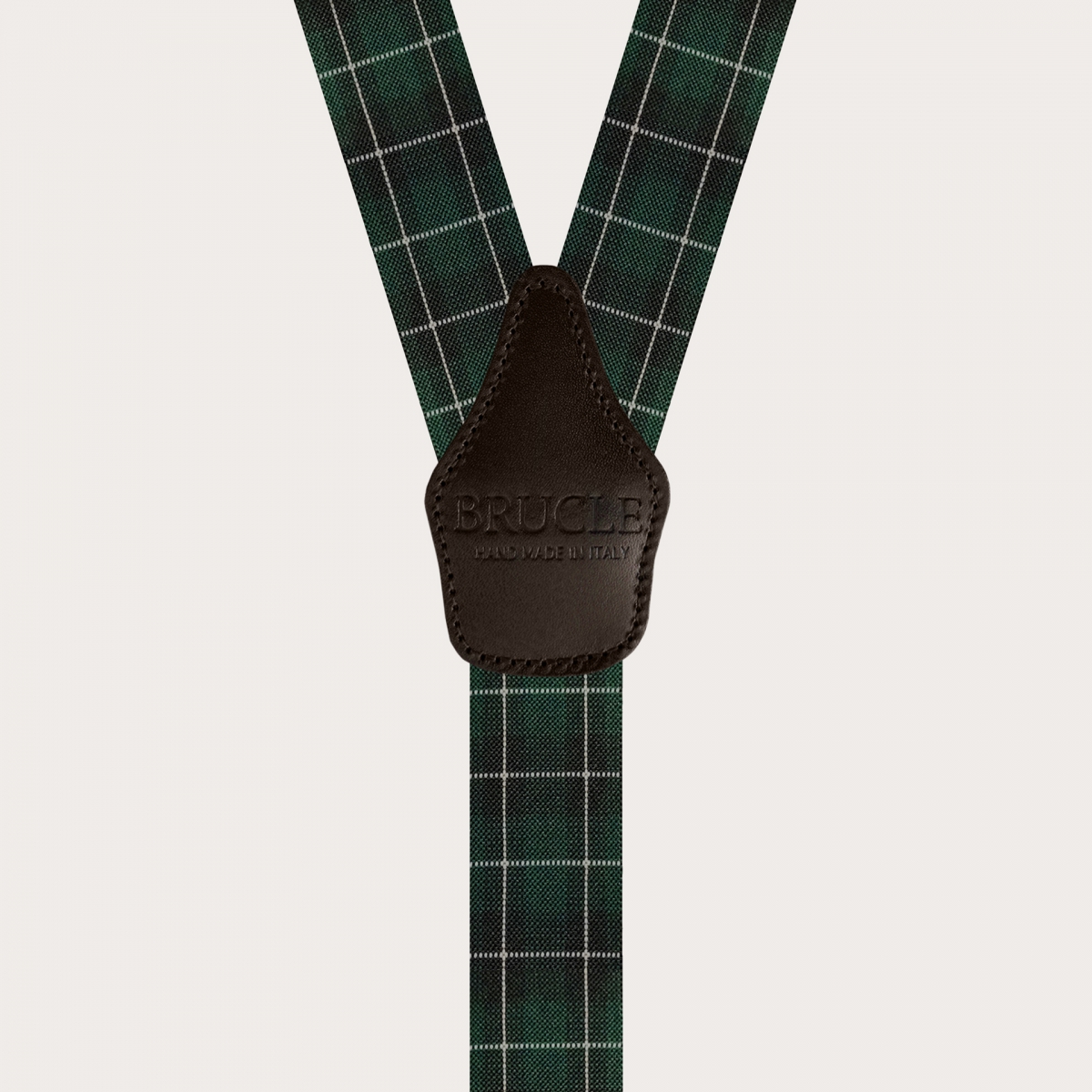 BRUCLE Elastische Hosenträger mit grünem Schottenmuster