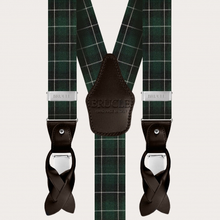 Bretelle elastiche con motivo tartan verde