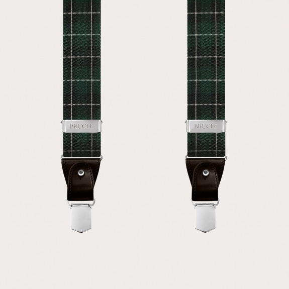BRUCLE Bretelles élastiques à motif tartan vert