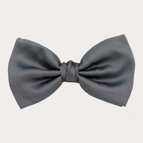 BRUCLE Coordinated set of suspenders and bow tie in elegant grey dotted silk