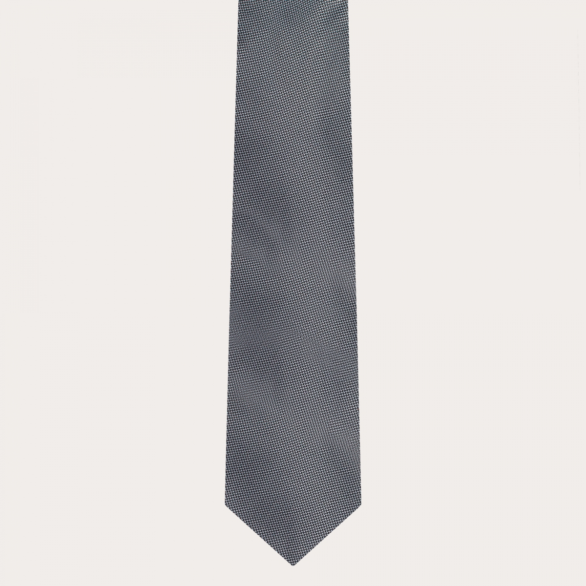 BRUCLE Ensemble complet de bretelles, cravate et pochette, soie grise à pois