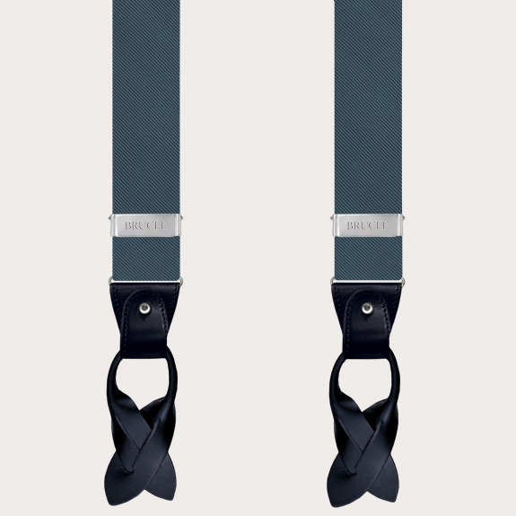 BRUCLE Elegant men's suspenders in teal-colored silk