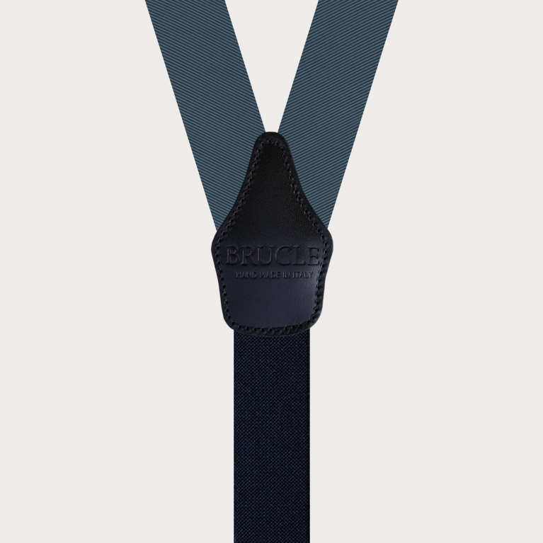 Elegantes tirantes de hombre en seda gris azulado