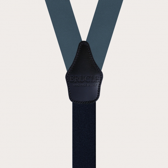 BRUCLE Elegantes tirantes de hombre en seda gris azulado