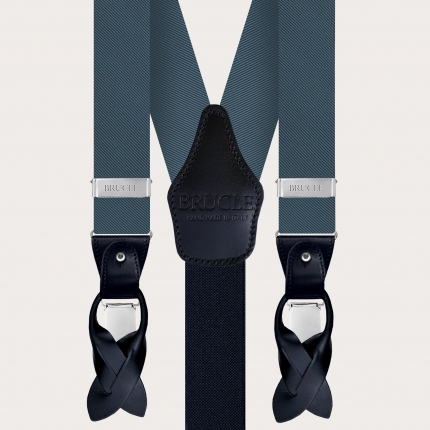 Elegant men's suspenders in teal-colored silk
