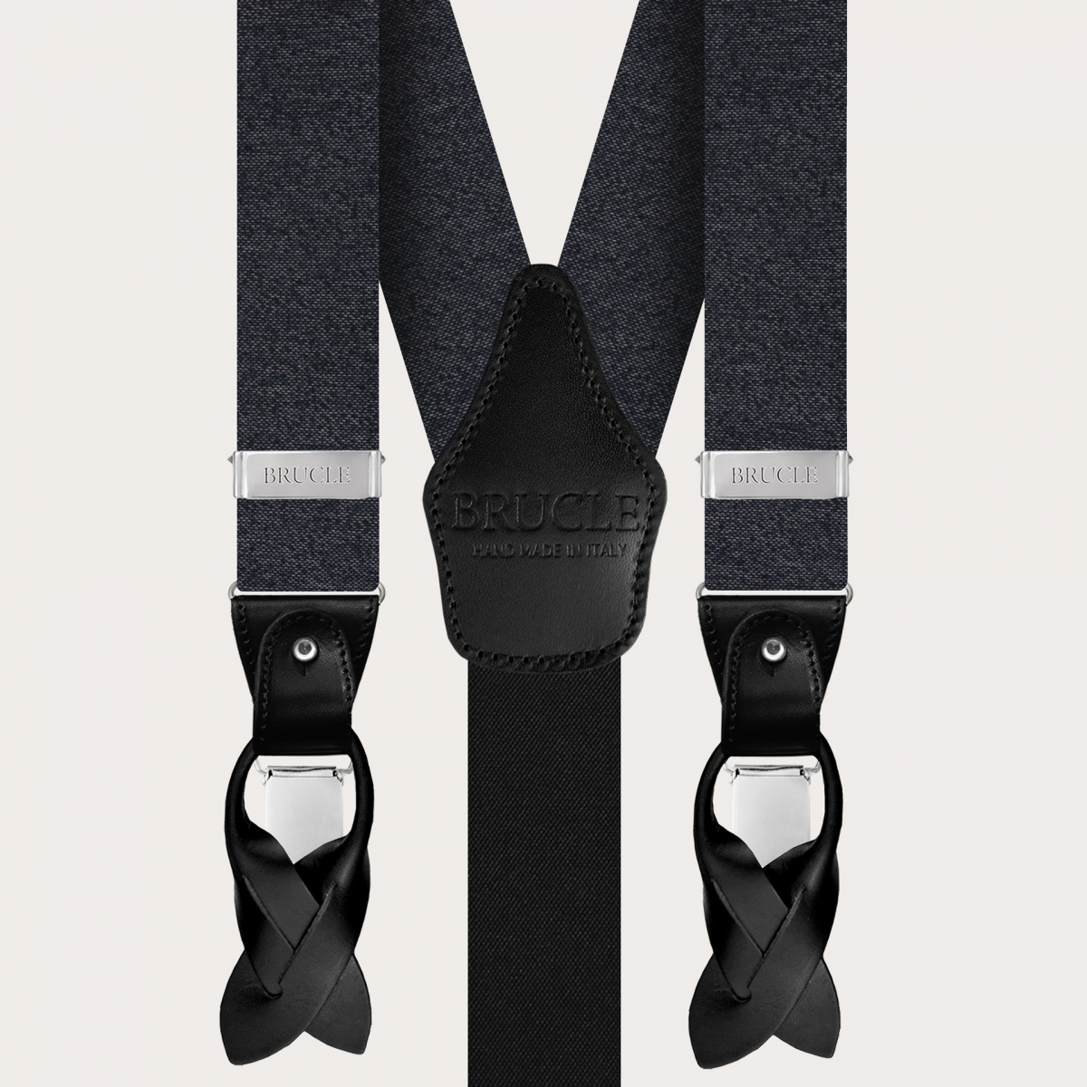 BRUCLE Ensemble raffiné de bretelles gris chiné avec cravate assortie en soie