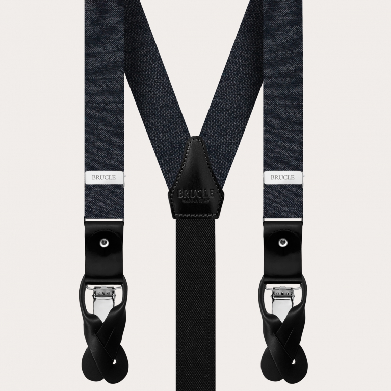 Suspenders and bow tie in melange grey silk