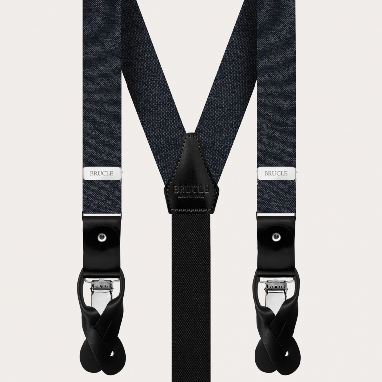 Suspenders and bow tie in melange grey silk
