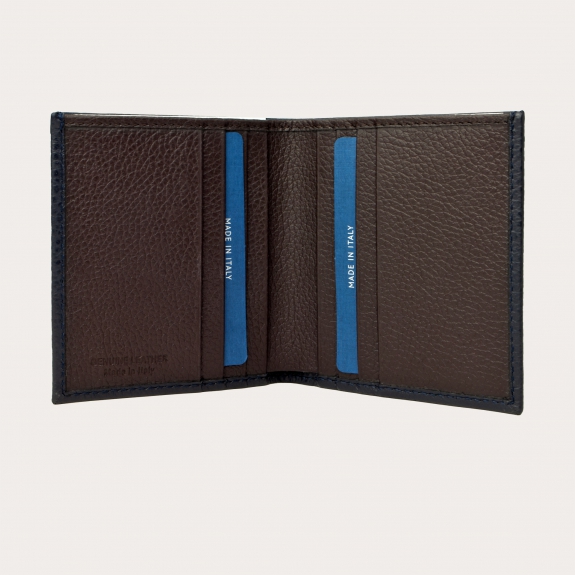 BRUCLE Cartera business compacta en piel abatanada, azul marino