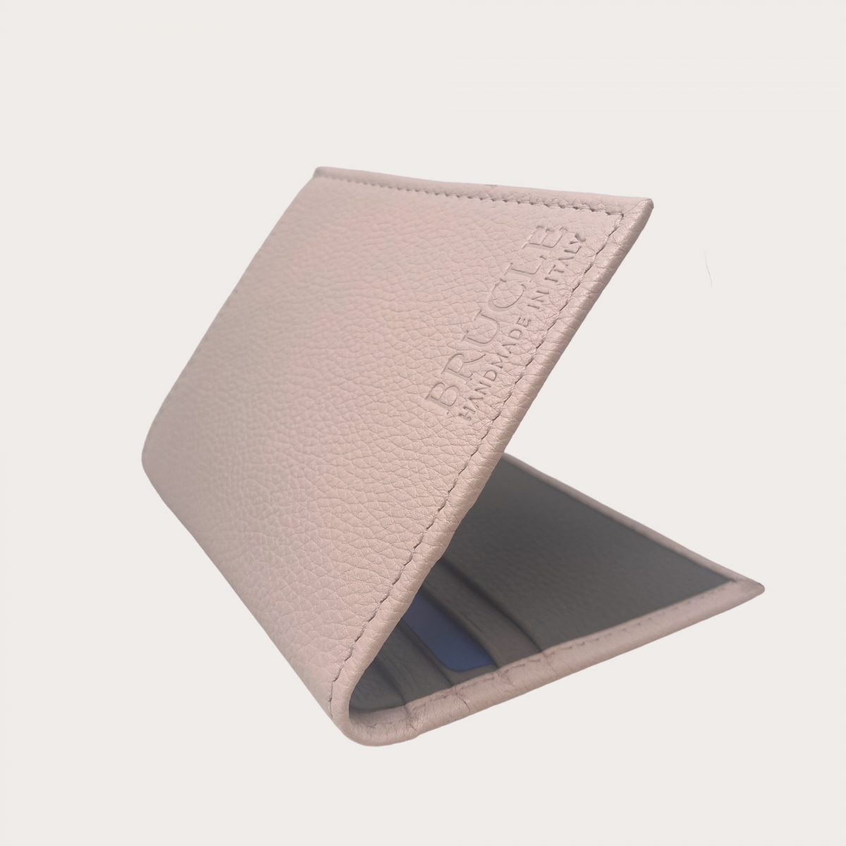 BRUCLE Compact business wallet in tumbled leather, pink