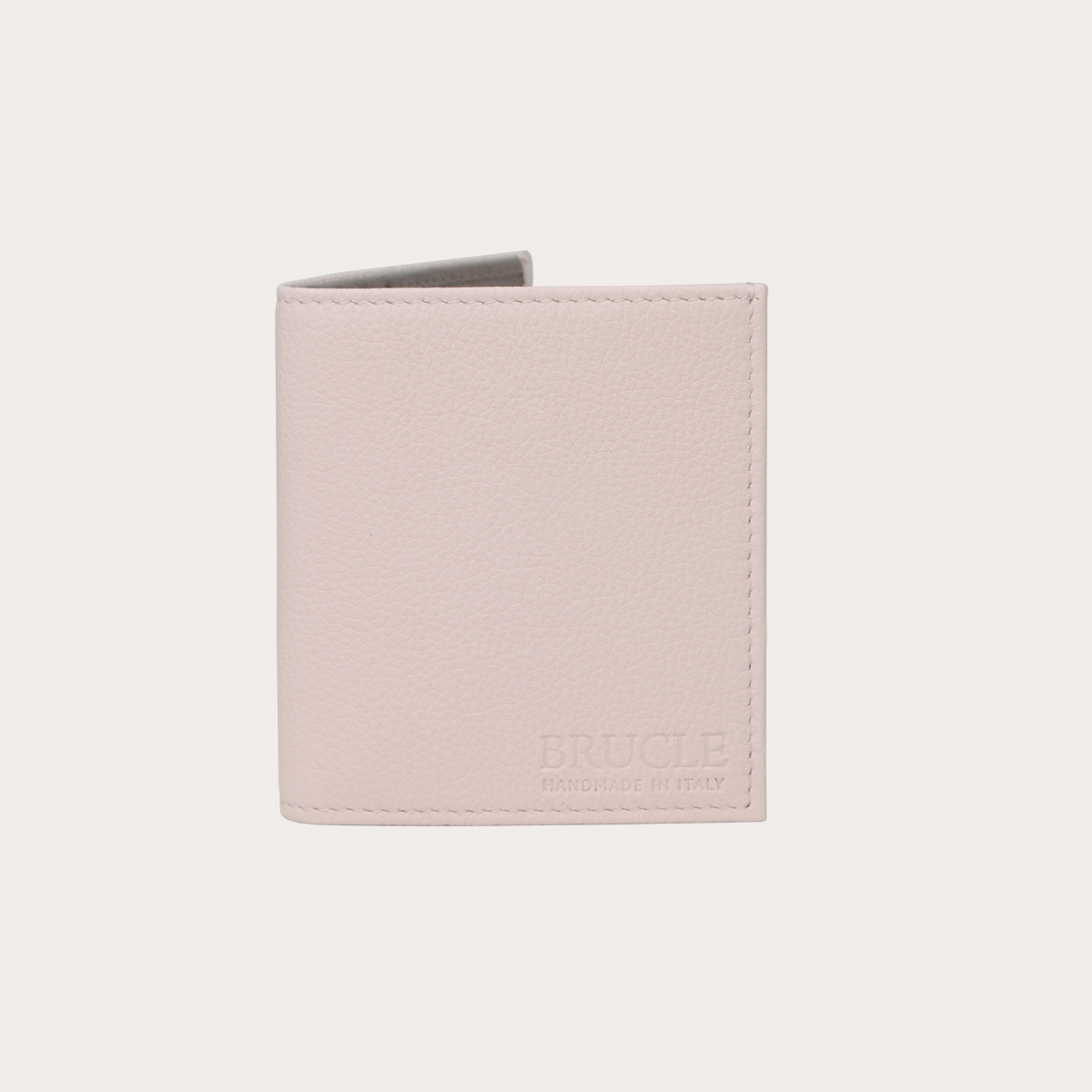 BRUCLE Compact business wallet in tumbled leather, pink
