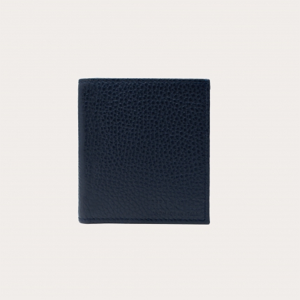 Portefeuille business compact en cuir foulonné, bleu marine