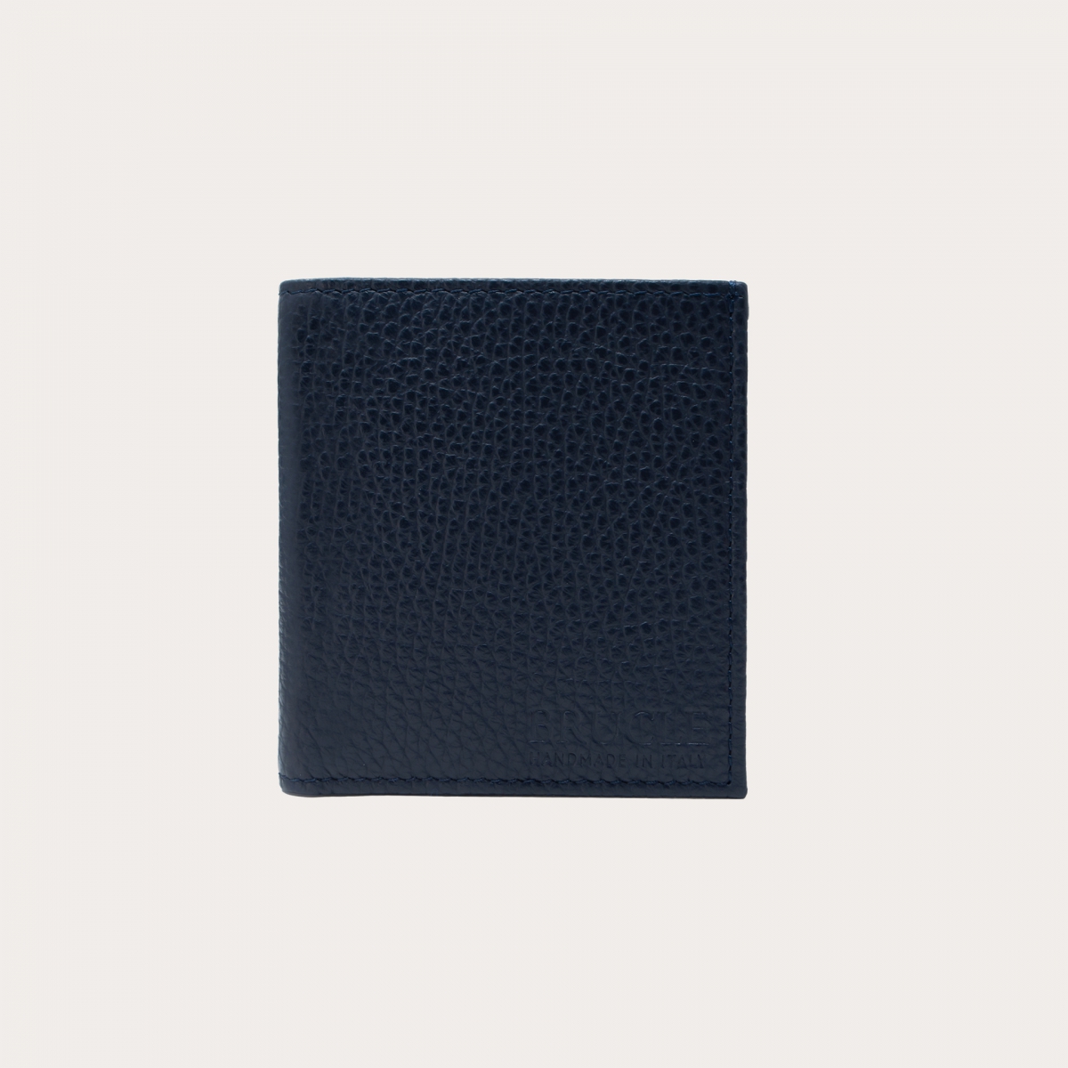 BRUCLE Compact business wallet in tumbled leather, navy blue