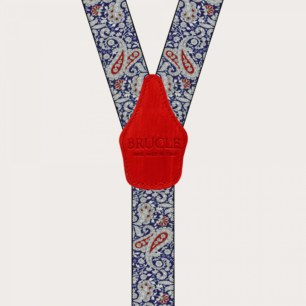 BRUCLE Tirantes doble uso cashmere estampado azul y rojo