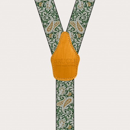 Bretelles double usage en motif cachemire vert et or