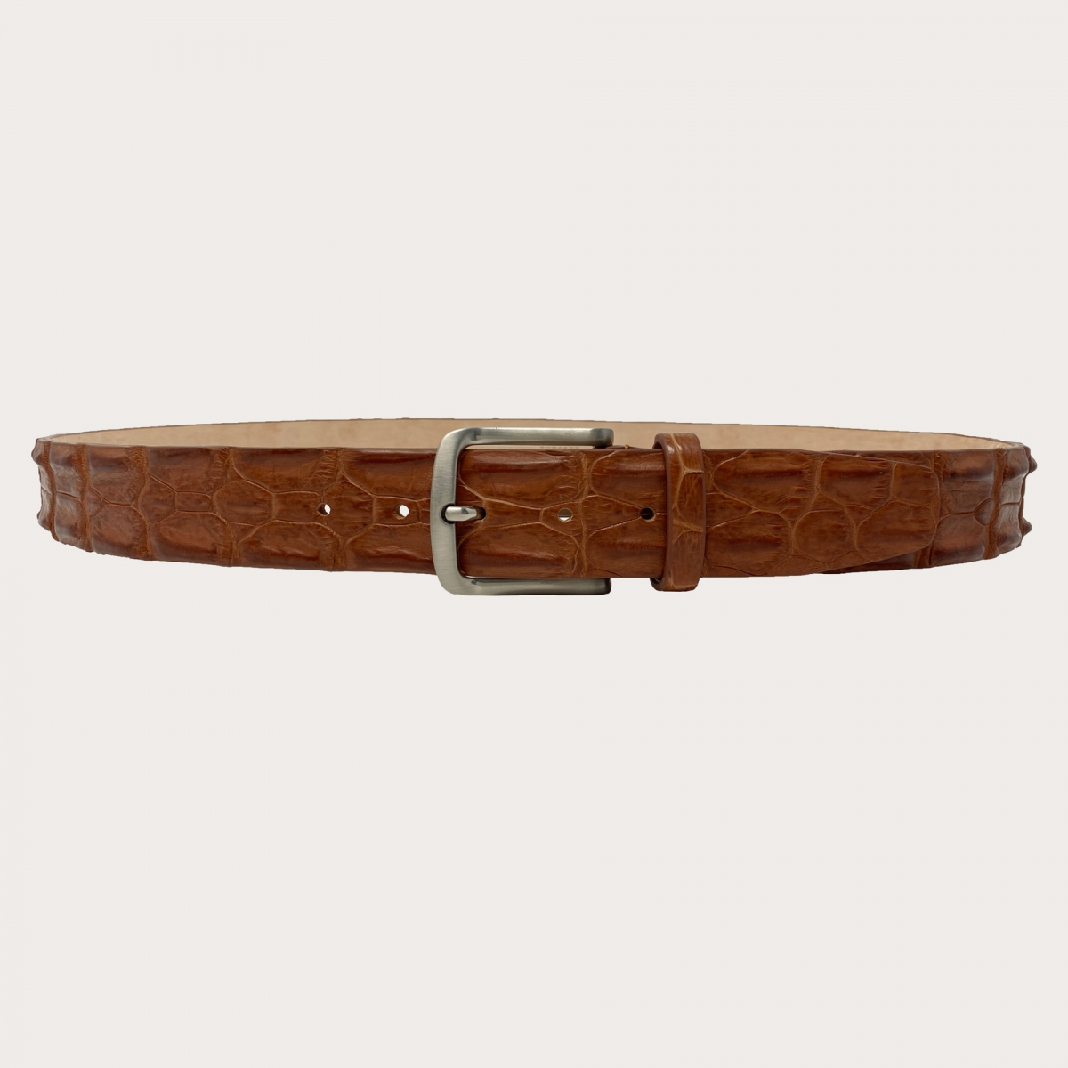 BRUCLE Casual belt in crocodile back, light brown