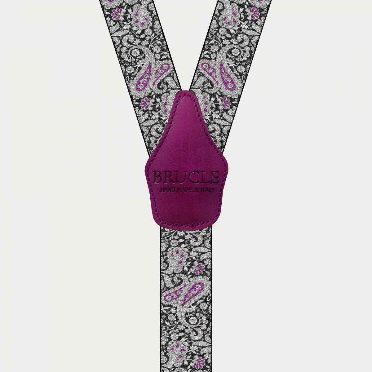 BRUCLE Tirantes doble uso cashmere estampado negro y morado