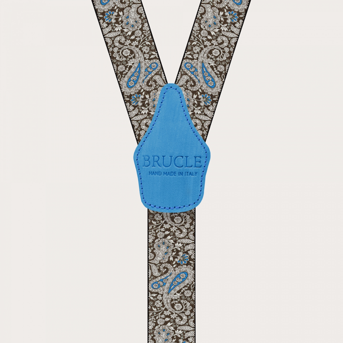 BRUCLE Bretelle doppio uso in fantasia cachemire, marrone e azzurro