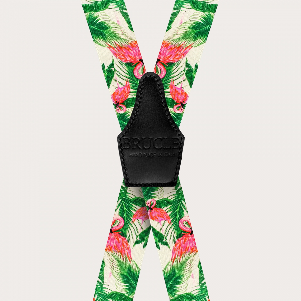 BRUCLE Bretelles élastiques en X effet satiné, motif flamant rose