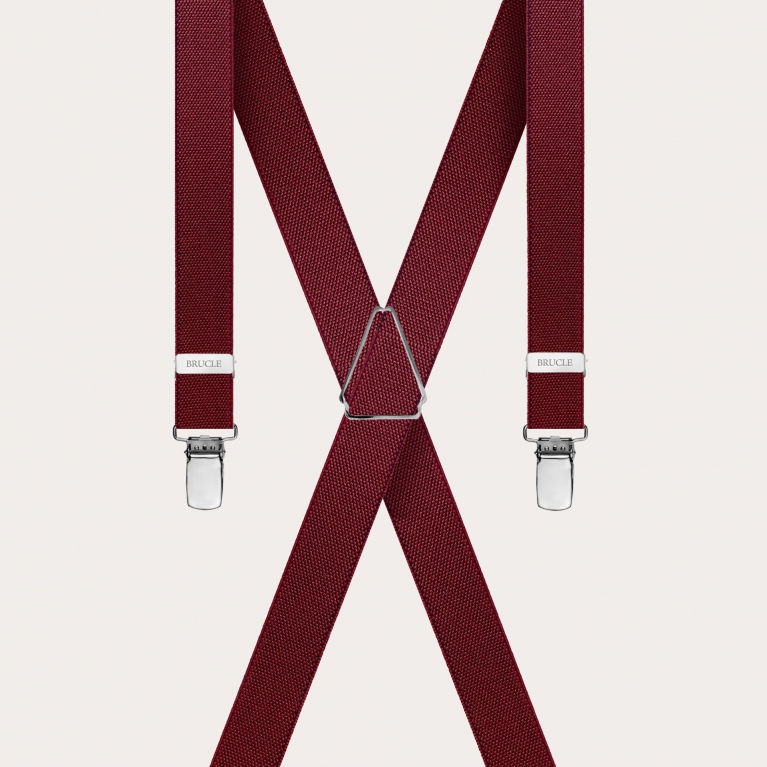 Unisex thin X burgundy suspenders