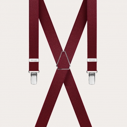 Unisex thin X burgundy suspenders