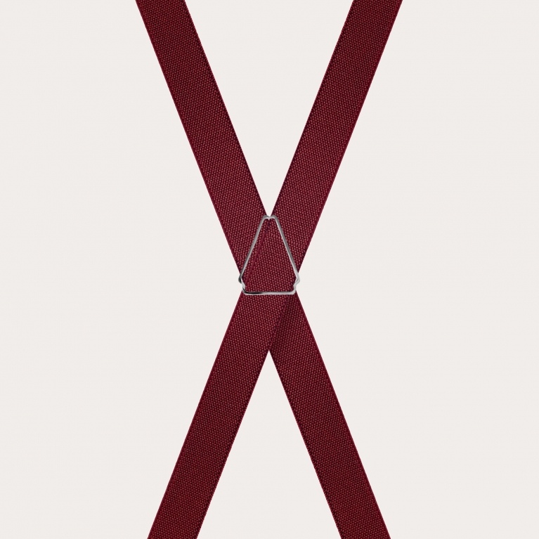 Unisex thin X burgundy suspenders