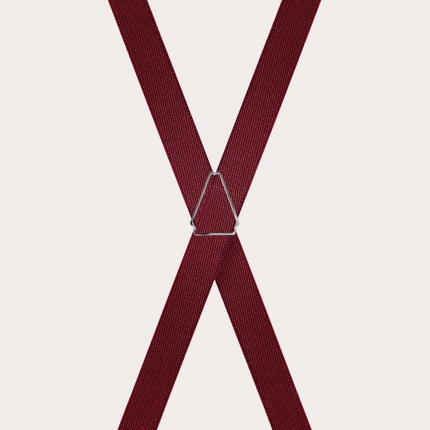Unisex X-shaped suspenders for children and teenagers, burgundy