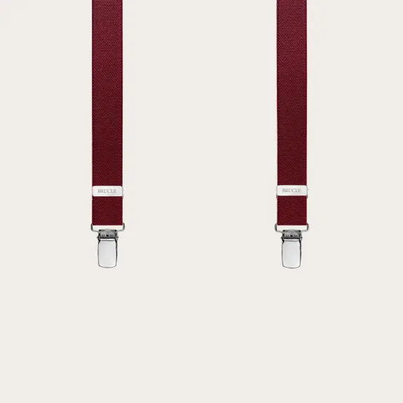 BRUCLE Dünne Unisex-Hosenträger in Y-Form, weinrot