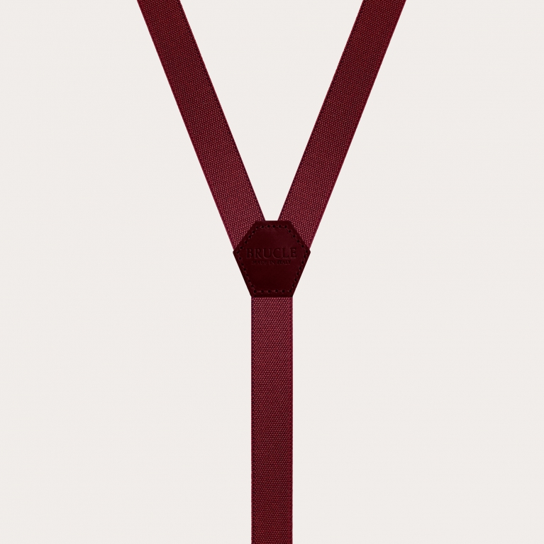 Tirantes finos en forma de Y unisex, burdeos