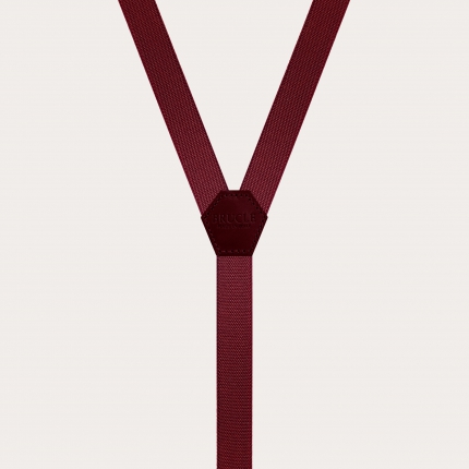 Dünne Unisex-Hosenträger in Y-Form, weinrot