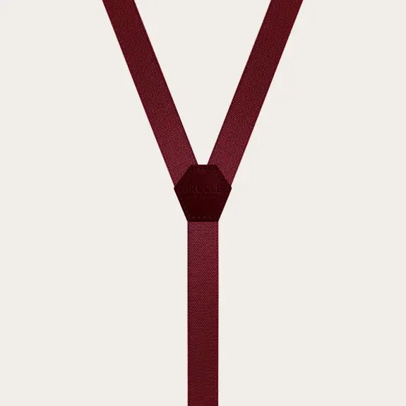 BRUCLE Dünne Unisex-Hosenträger in Y-Form, weinrot