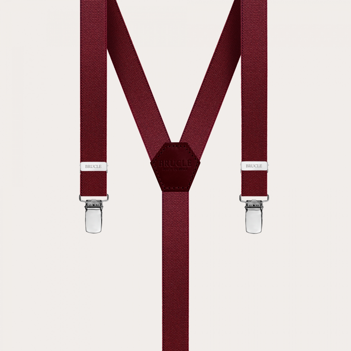 BRUCLE Unisex thin Y-shaped suspenders, burgundy