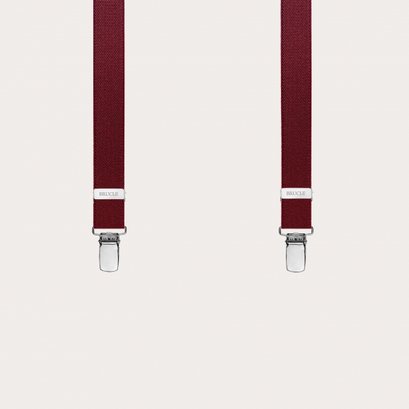 BRUCLE Unisex Y-shaped suspenders for children and teenagers, burgundy